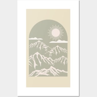 Boho Neutral Minimalist Landscape Nature Mounted Print Posters and Art